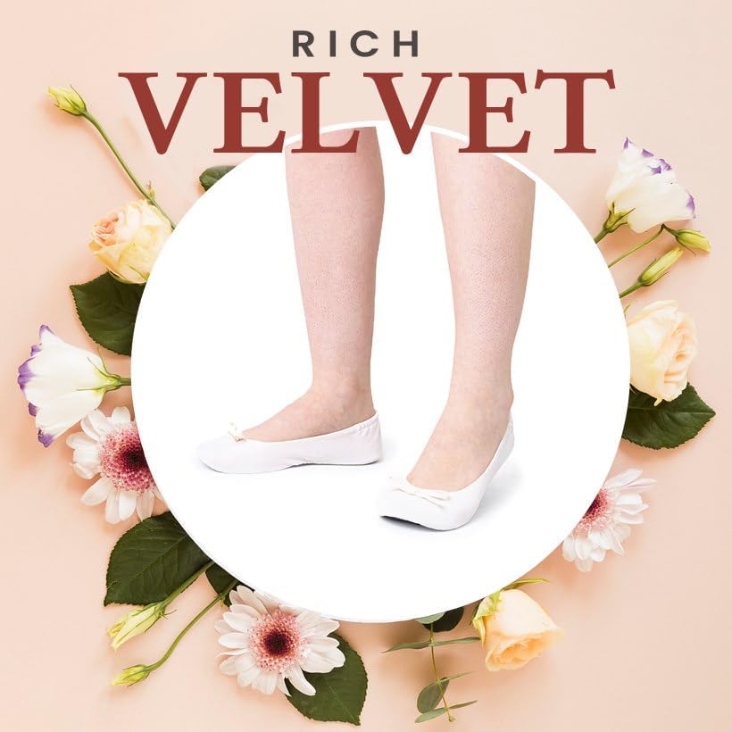 Image of Velvet Foldable Flats for Women, Portable Ballet Shoes for Travel & Events