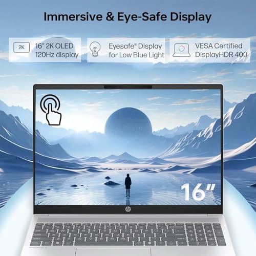 Image of HP OmniBook 7 16 inch OLED Touchscreen Laptop, 2K 120Hz, Intel Evo Ultra 7 255H, RTX 4050, 32GB RAM| 2TB SSD -Copilot AI PC, Backlit Keyboard, Windows11 Pro Office 365, Business College