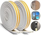 Dichtungsband für Türen,Adkwse Türen Dichtung D-Profil Gummidichtung Fensterspalten Gegen kalte Zugluft, Lärm  (2 Rollen insgesamt 16 Meter) - 7