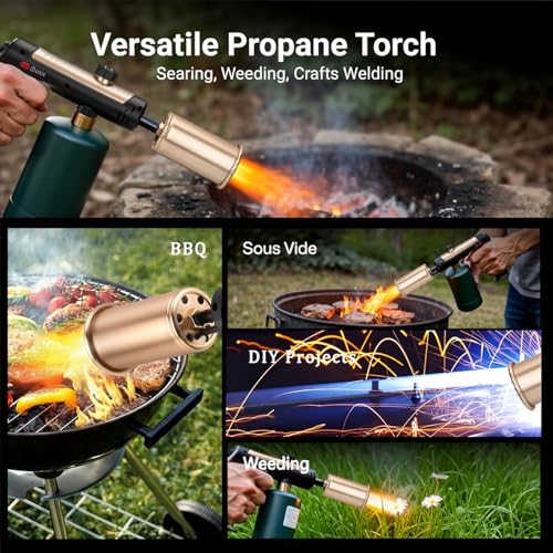 Image of Propane Torch Gun With One-Touch Max Fire, Adjustable Kitchen Torch, Powerful Propane Torch With Many Safety Features(Tank Not Included)
