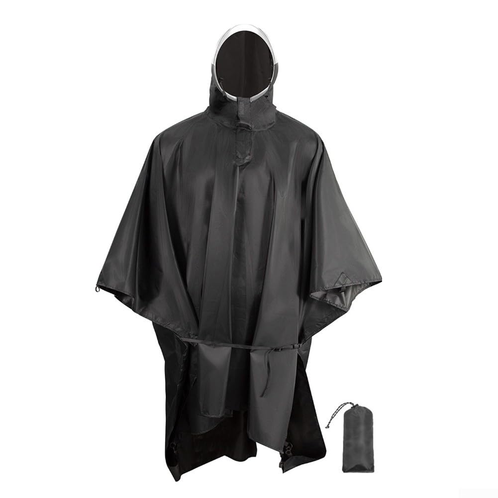 Poncho de pluie imperméable pour adultes cape 3 en 1 noir