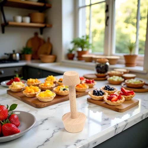 Tustao Tart Tamper Pastry Tamper Double Side Wooden Egg Tart Tamper Mold DIY Cake Pastry Pusher for Kitchen Party Baking Tools Tart Tamper, Pie, Tart and Quiche Pans,Tart Pans