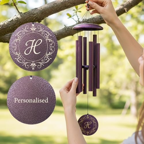 Image of Personalized Wind Chimes Gifts for Memory Sympathy Retirement Birthday Wedding Family, 30 /36 /45 inch Wind Chimes for Loss Gifts for Friend Mom Dad, Garden Decoration
