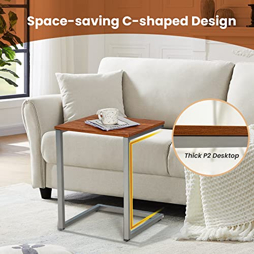 Giantex Set Of 3 Nesting Coffee Tables, Stackable Square End Table With Wood Grain Tabletop And Heavy-Duty Metal Frame, Multifunctional C-Shaped Accent Table For Living Room, Bedroom, Study #TOP4