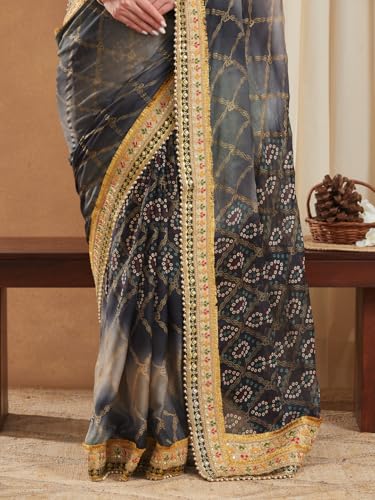 Image of Women's Banarasi Silk With Jacquard Print Saree With Blouse