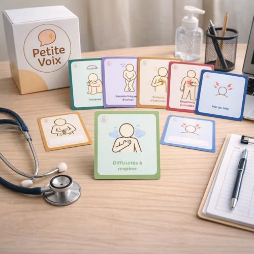 Magnets illustrés apaisants – Pictogrammes Doux pour Patients Non verbaux – Communication visuelle – Style Pastel – Lot de 46 Magnets