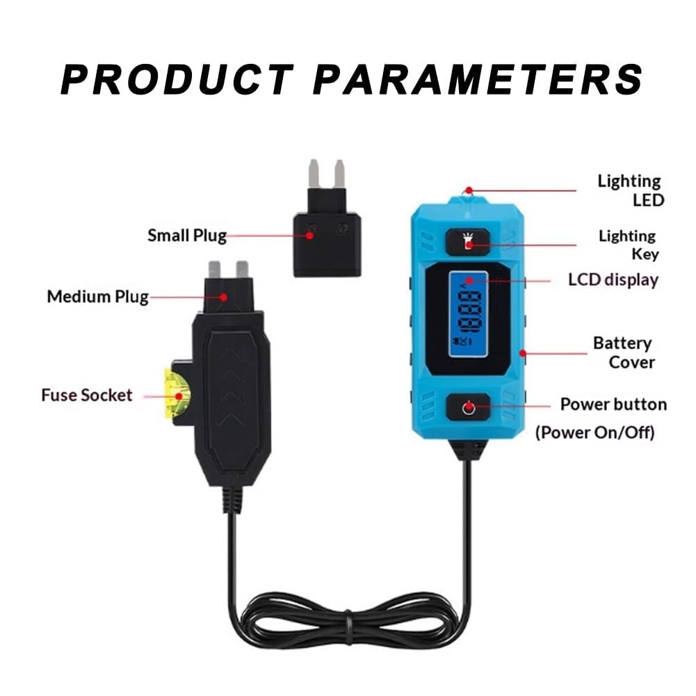 Tester di corrente per automobili, tester portatile Cnbj-611 per guasti del circuito automobilistico ad alta precisione, intervallo di misurazione da 0,01 A a 19,99 A, display retroilluminato (2 pezzi