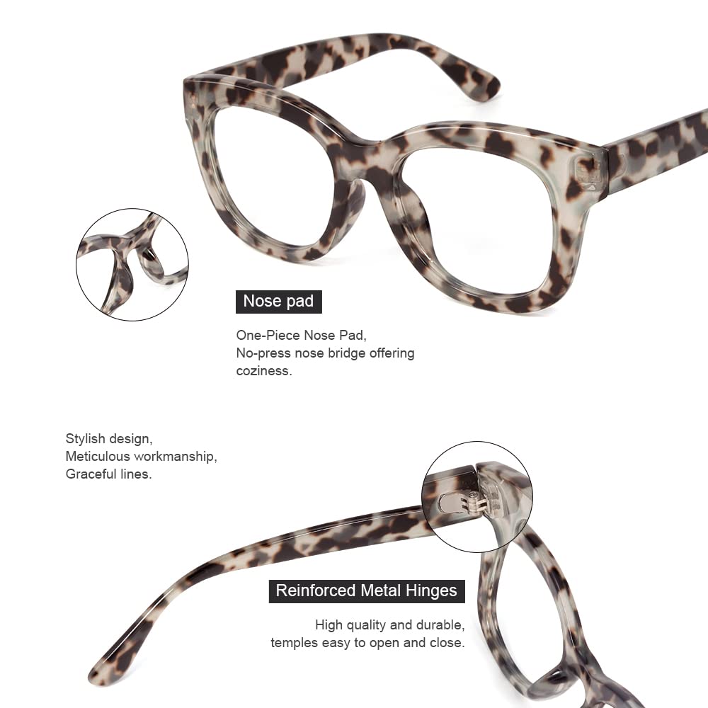 JiSoo 3 Pack Reading Glasses 2.5 Women/Men Designer Oversized Readers, Thick Large Round Ladies Reading Glasses 2.5 - Image 2