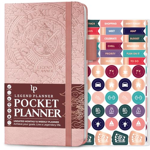 Legend Planner Pocket – Small Undated Monthly & Weekly Goal Journal and Calendar for Productivity, Mini Life Organizer Planner Perfect for Purse, Size: 3.5