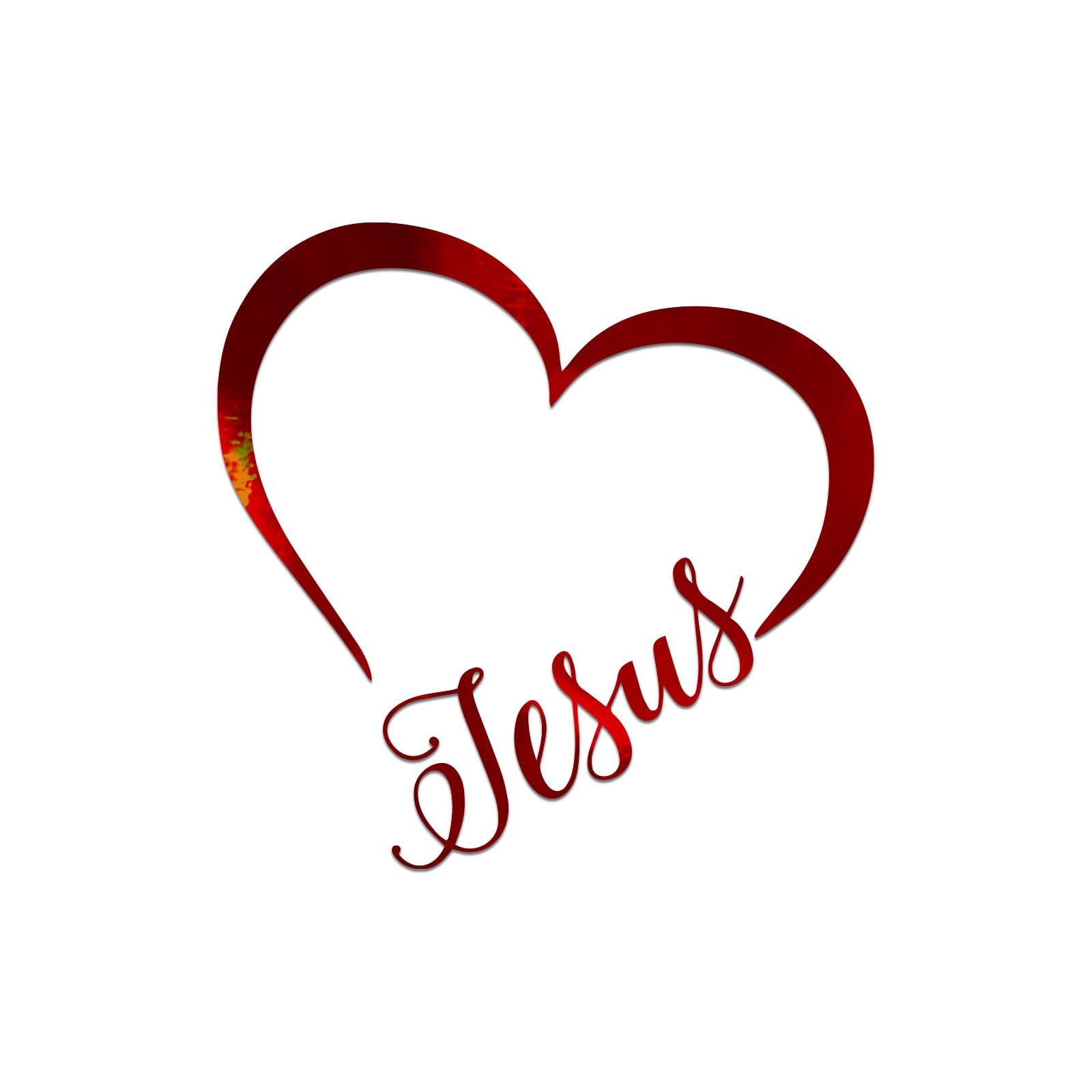 Jesus Heart Love Vinyl Decal Notebook Car Laptop 5.5" x 1.5" (Red Holographic)