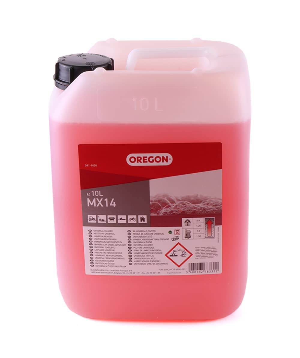 Oregon Biodegradable MX-14 Workshop Liquid Cleaner, Effective Non Toxic Universal Cleaning & Stain Remover for Clothes, Tools & Machinery, Removes Oil, Dirt, Grease & Paint – 10L Bottle (O91-9050)