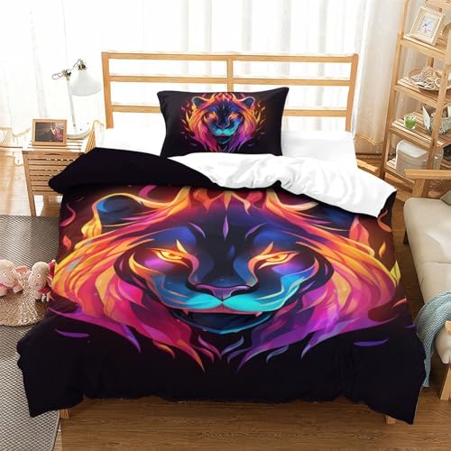 Housse de couette lion 135x200 parure de lit microfibres zip - 2