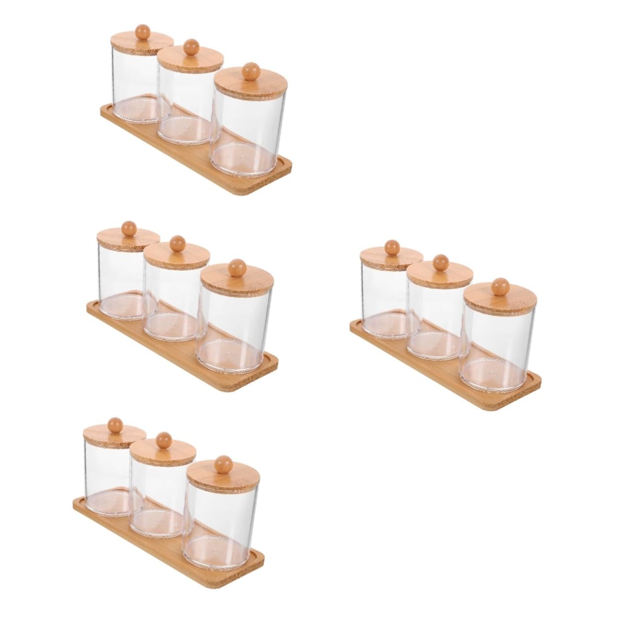 Alipis 4 Juegos De Caja De Almacenamiento De Maquillaje Aparadores Bolas De Algodón Taburete De Tocador Frascos De Bolas De Algodón Transparentes Botes De as De Organizador De