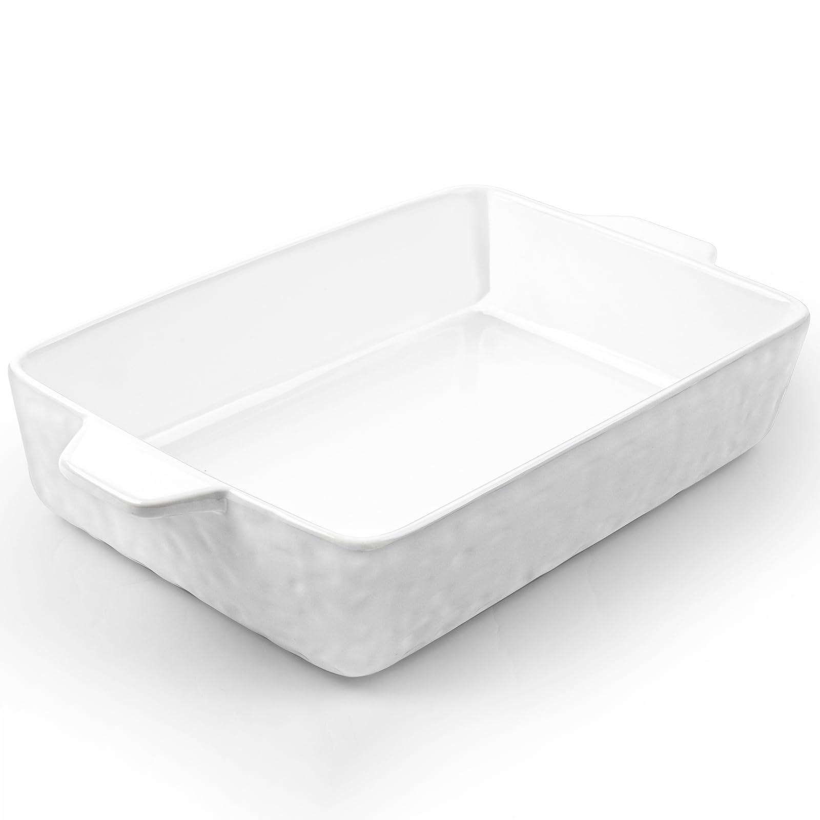 4 QT Baking Dish, Casserole Dishes for Oven, 9x13 Baking Pan with Handles, Lasagna Pan Deep, Ceramic Casserole Dish Oven Safe for Baking, Lasagna, Kitchen, Wedding Gift (White)