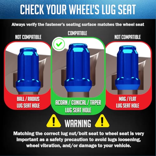 Image of Wheel Accessories Parts 20 Pcs M12x1.5 12x1.5 Thread Car Spline 1.38 inch 35mm Long Lug Nuts Blue Spline Hex Fits Many Chevy Honda KIA Hyundai Passenger Vehicles