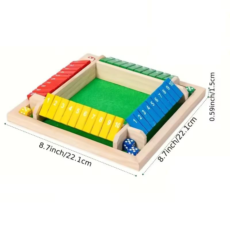 Image of Wooden Shut The Box Game with Dice | Classic Board Game for Kids & Adults | Family Fun, Educational & Strategy Game | Portable & Durable Design