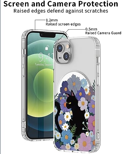 Coque iPhone 14 chat noir antichoc transparente avec protection magnétique - 4