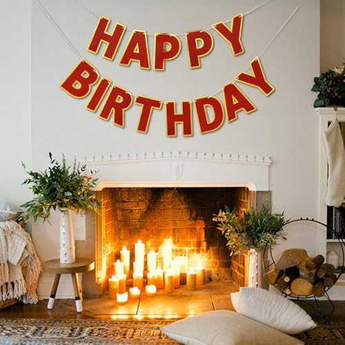 Image of Pre-Strung Happy Birthday Banner - Wine Red Party Decorations