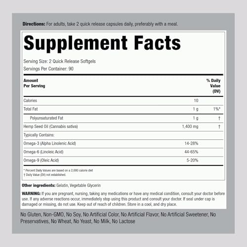 Piping Rock Hemp Seed Oil Softgels
