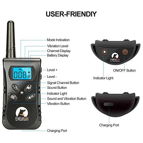 Paipaitek Vibration Collar For Dogs, No Shock Collar With Remote Up To 1600Ft Remote Range, W/Sound And Vibrate Feature Dog Training Collar #TOP7