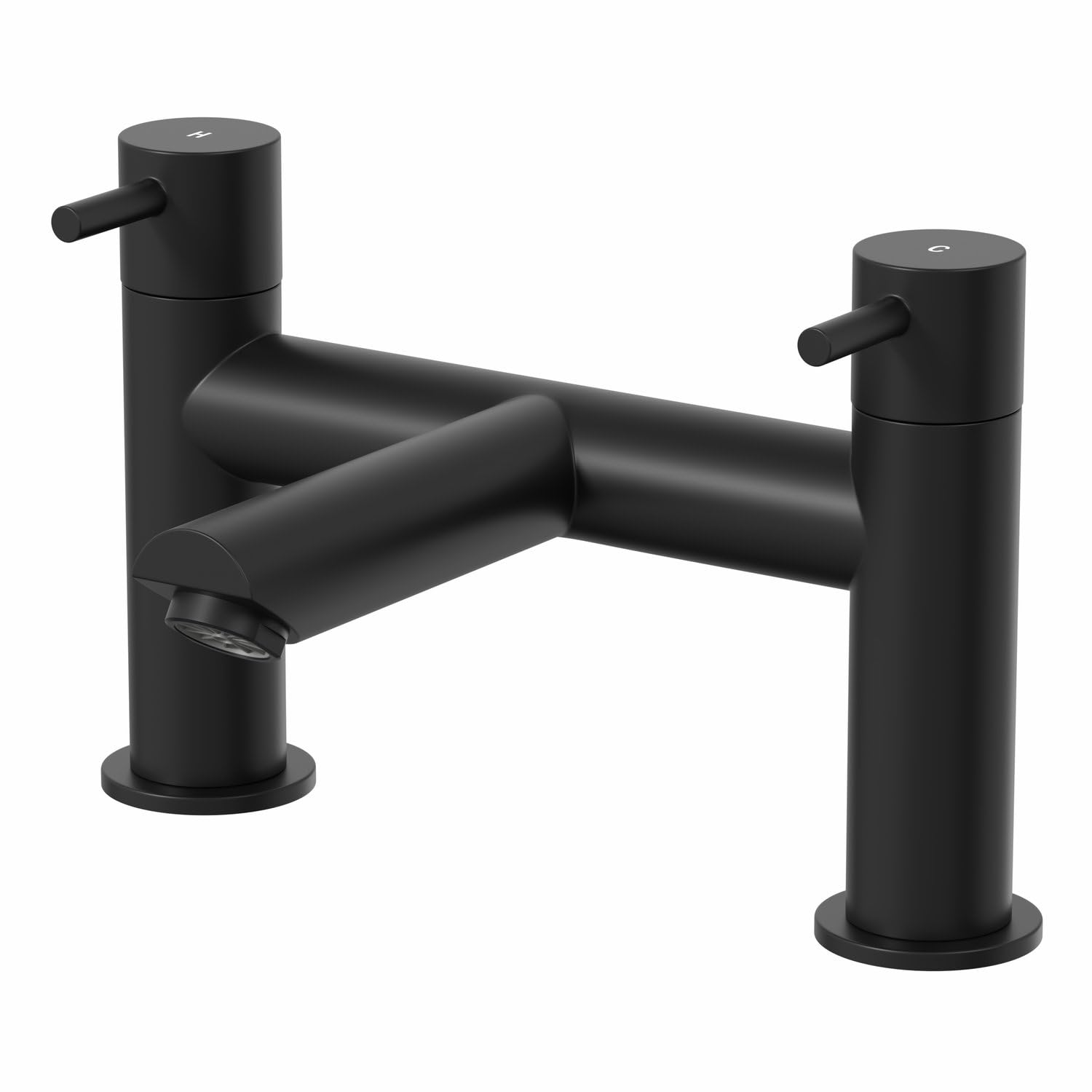 Architeckt® Malmo Bathroom Bath Filler Mixer Tap Deck Mounted Round Twin Lever Handle for Bathtub Modern, Black