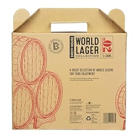 Brew House- World Lager Selection Gift Box, includes 3x330ml Lagers and Chalice Glass, Gift Set for Lager Lovers, Premium Packaging, for Him or Her, Mum or Dad, on birthdays, Christmas – Blue Tree