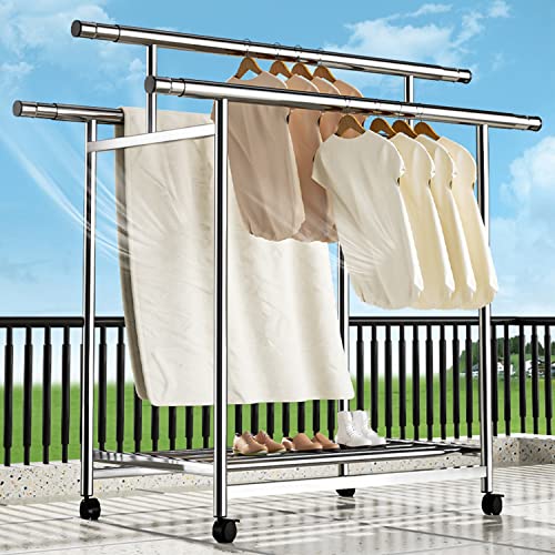 Burro Ropa Perchero De Pie Con Ruedas Forhandy Doble Barra