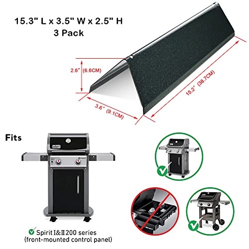 Uniflasy 7635 15.3 Inch Flavorizer Bars For Weber Spirit I And Ii 200 Series Replacement Parts,Spirit E210 S210 E220 S220 Gas Grills With Front Control Knobs, Porcelain Enameled Heat Plate Grill Parts #TOP1