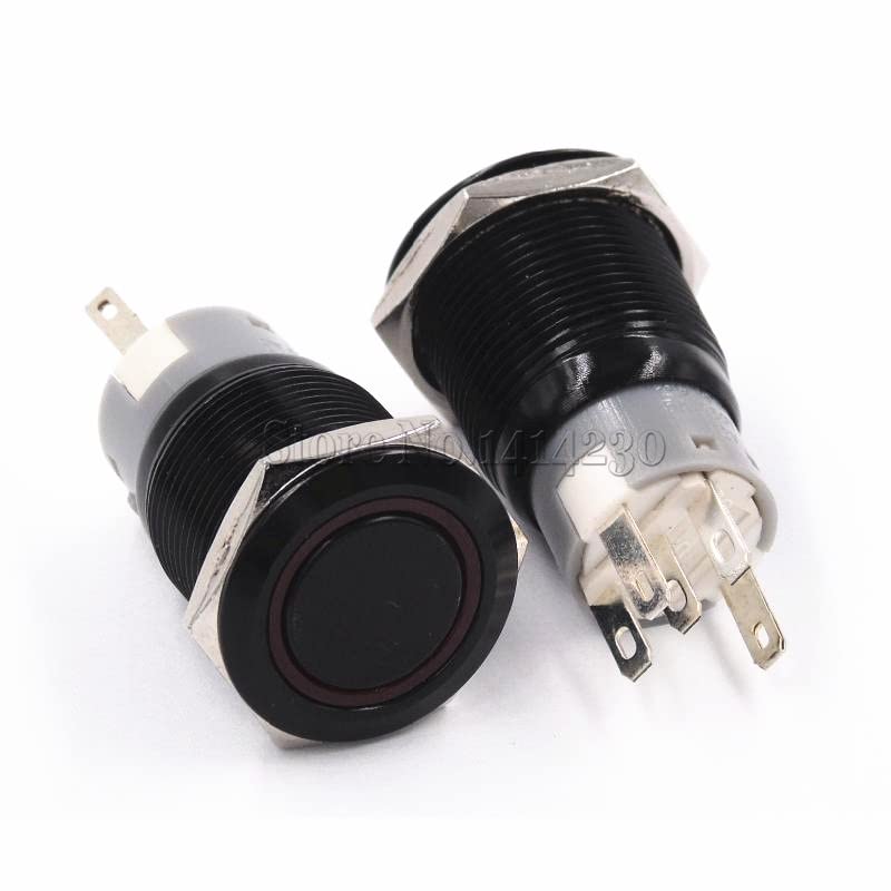 Commutateur de montage 19mm bouton métallique haut de gamme avec anneau LED rouge 12V