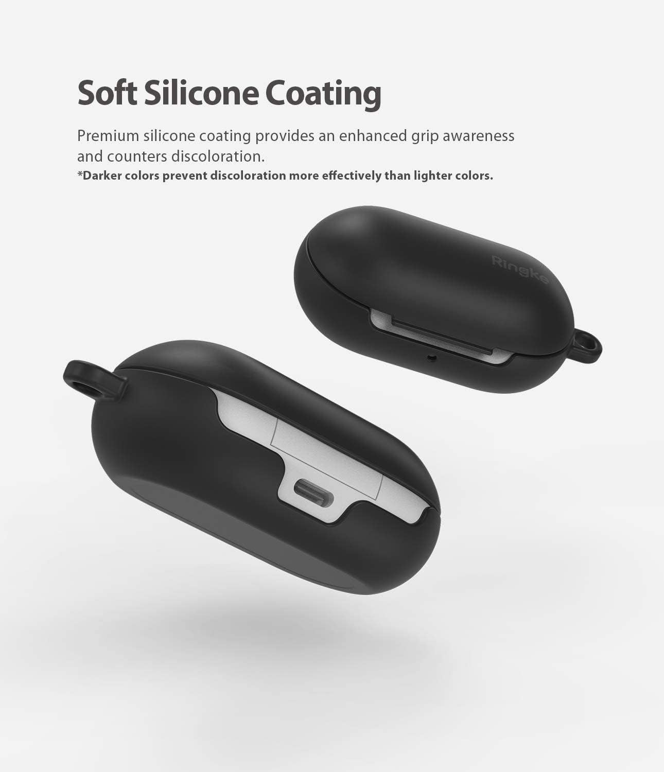 Ringke Case Designed for Galaxy Buds (2019), Soft Flexible TPU Galaxy Buds Case Cover Accessory with Carabiner - Black