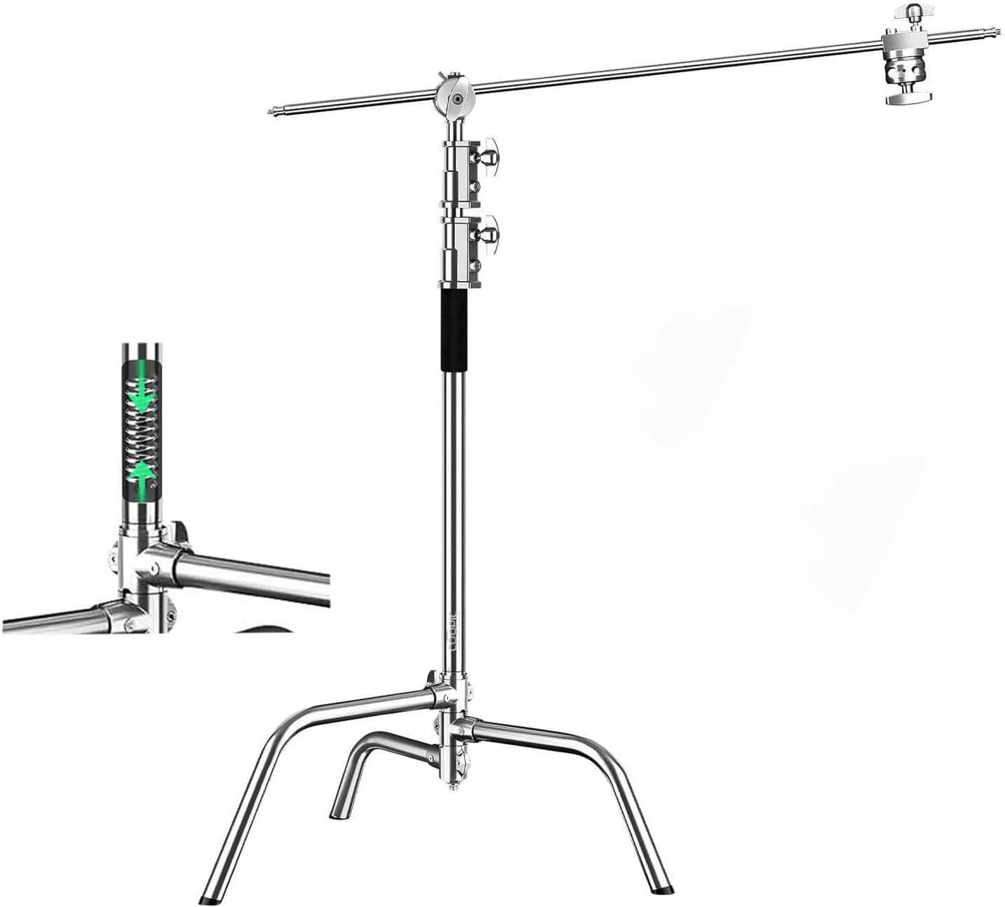 Cスタンド ステンレススチール 高さ210cm 最大高さ88cm ホールドアームと2個のグリップヘッド ビデオリフレクターモノライトと写真撮影用