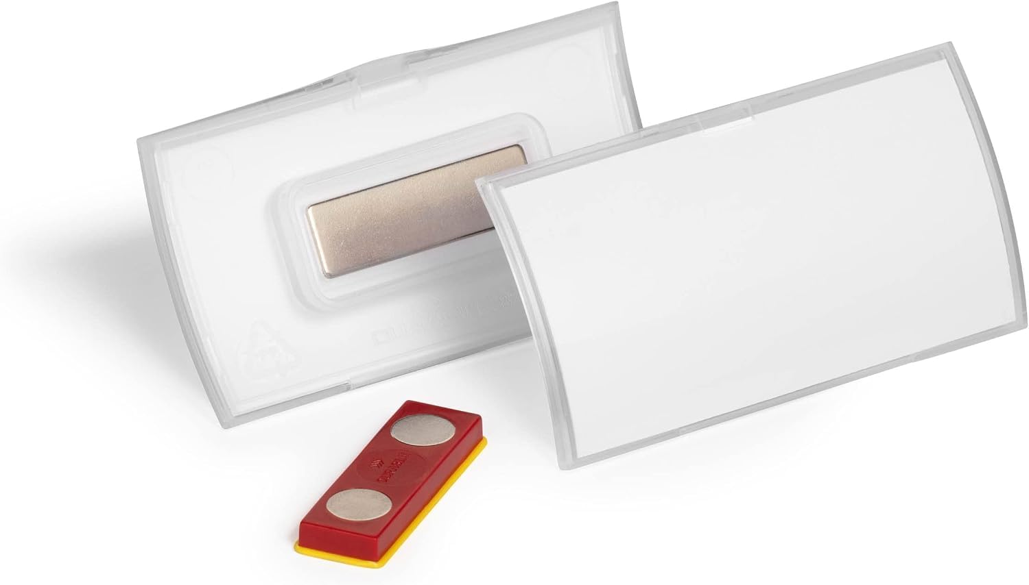 Durable Portanome Click Fold, porta badge in PP con magnete e guida antirotazione, orizzontale, 40 x 75 mm, trasparente, confezione da 10 pezzi, 825919