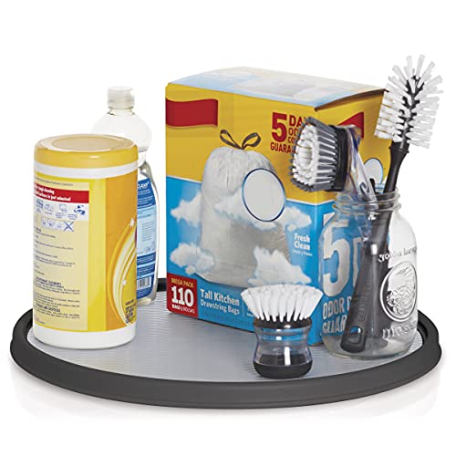 Image of Copco Non-Skid Pantry Cabinet Lazy Susan Turntable, 18-Inch, Charcoal /Light Gray