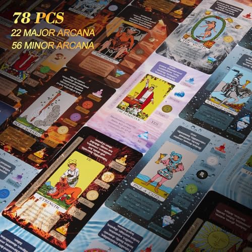 Xsylohxl Tarot Cards For Beginners Tarot Deck With Meanings On Them Training Tarot Deck With Message For Reading Classic Learning Tarot Set