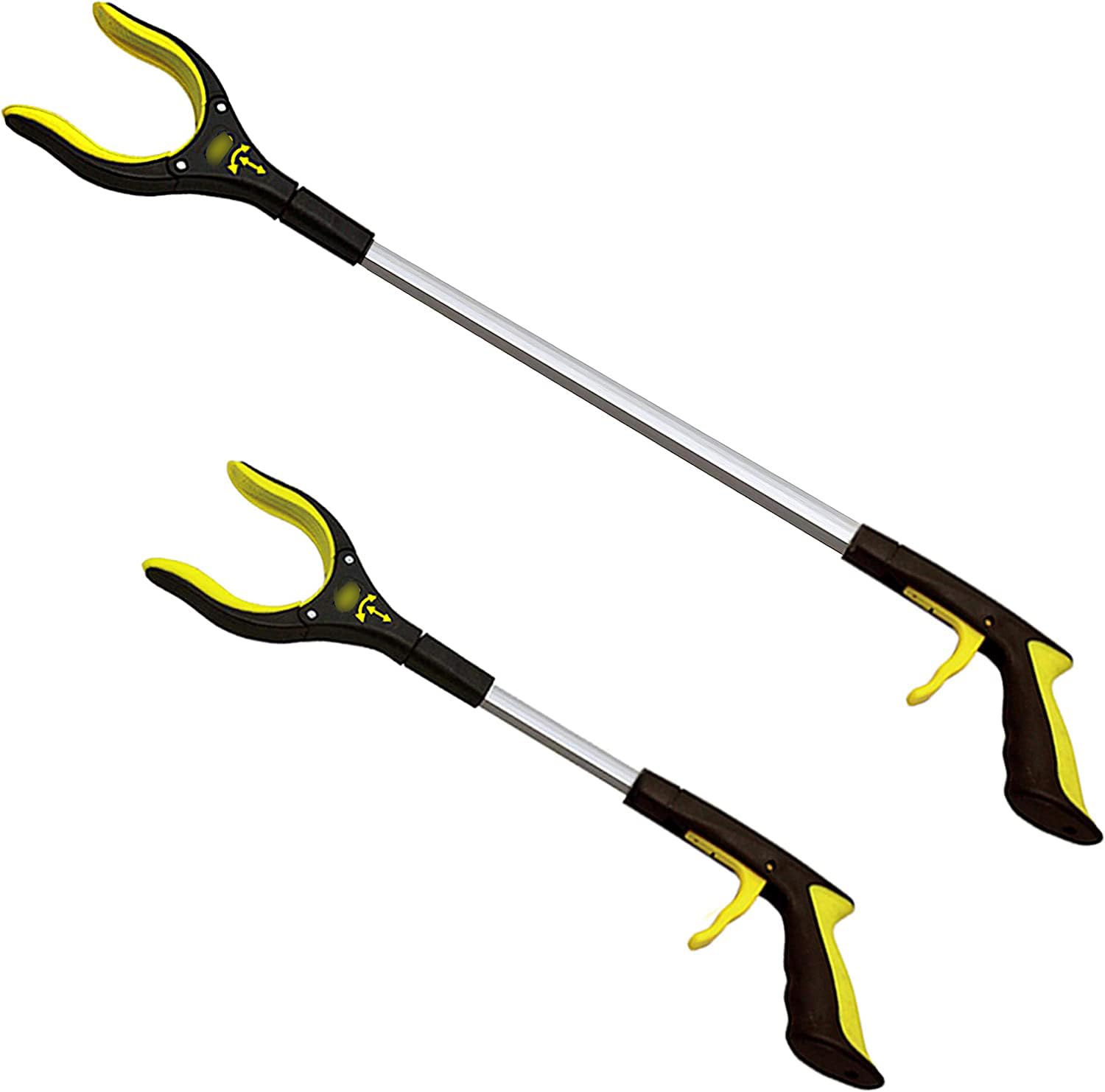 THE WHITE SHOP 2-Pack 32 Inch and 19 Inch Grabber Reacher with Rotating Jaw - Mobility Aid Reaching Assist Tool/A