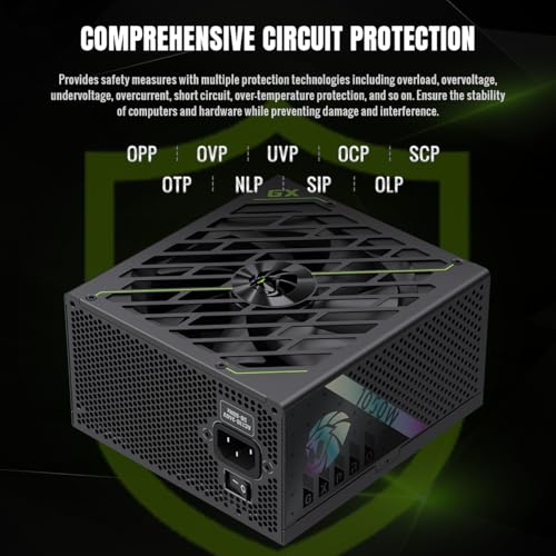 GXPRO 1050G Alimentatore PC 1050W completamente modulare ATX 3.1 e PCIe 5.1 compatibile, 80 Plus Platinum, cavo 12 V-2 x 6 incluso, condensatori giapponesi da 105 °C, 10 anni di garanzia - Alimentatore - Immagine 5