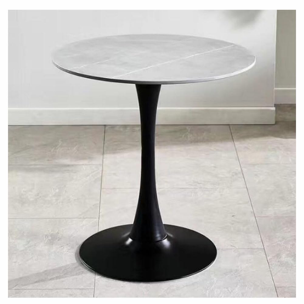 Table moderne 80 cm marbre et métal pour cuisine et petit salon 4 places