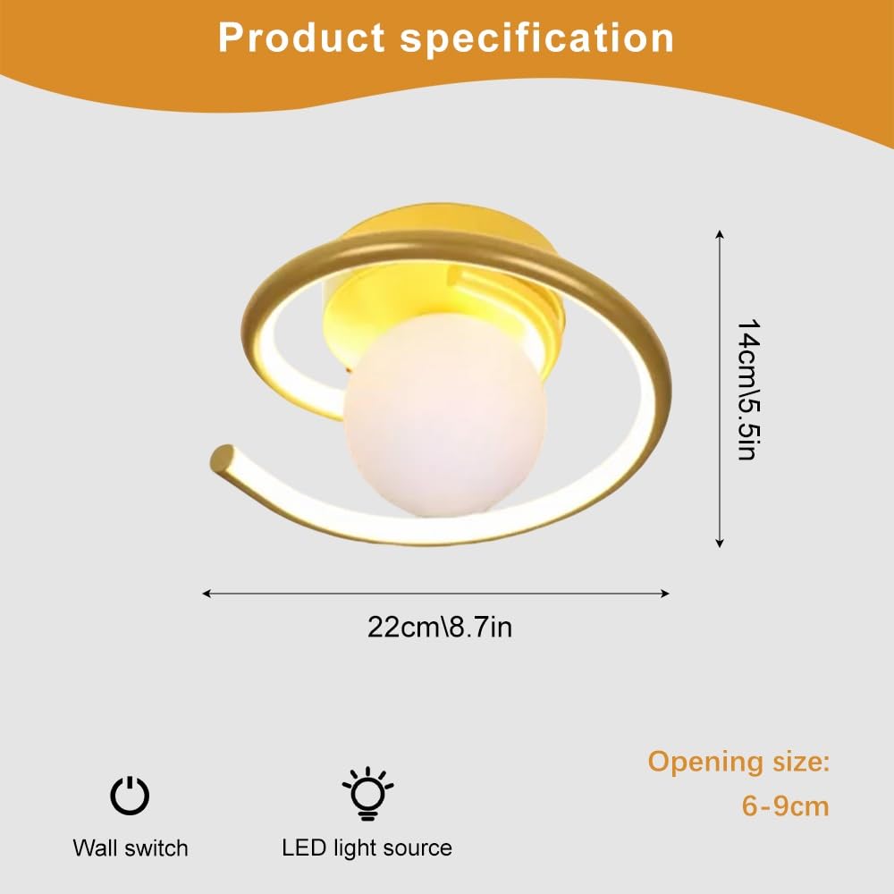 Złota lampa sufitowa do montażu podtynkowego Kreatywna konstrukcja spiralna Metalowe lampy sufitowe Akrylowe kule Sufitowe oprawy oświetleniowe do salonu Sypialnia Korytarz Przedpokój(White)
