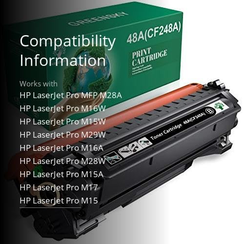 GREENSKY Compatible 48A Toner Cartridge Replacement for HP 48A CF248A for HP Laserjet Pro MFP M15w M29w M28w M15a M15 M14 M17 M28 M31 M31w M28a M29a M30w M16a M16w Printer Black Toner, 1 Pack - Thumbnail 3