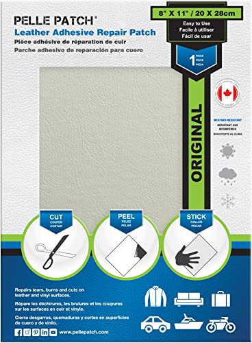 Pelle Patch - Leather Seat Repair Kit for Cars - 25 Colors Available - Original 8x11 - Off-White