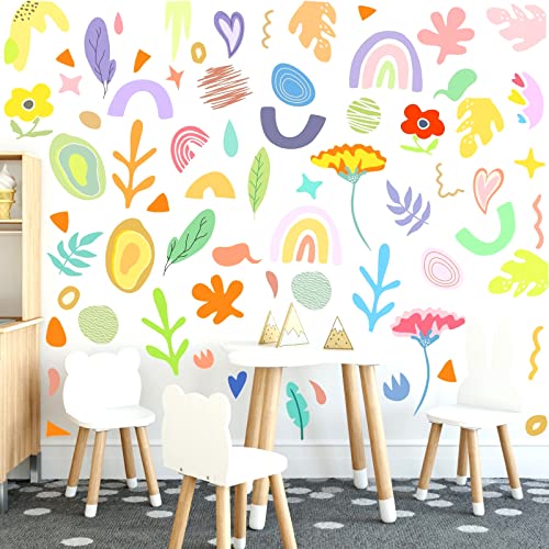 Colorful Pattern Wall Decals Colorful Flower Wall Stickers Abstract Wall Decals Modern Geometric Wall Stickers Cute Pattern Wall Stickers For Kids Room Nursery Bedroom Classroom Decor #TOP1