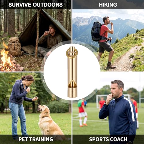 2 PCS Brass Whistle Emergency, 125 Db Loud Emergency Whistle Portable Survival Whistles with Lanyards for Pet Training Hiking Camping Coaching Outdoor Safety Accessories – Bild 7