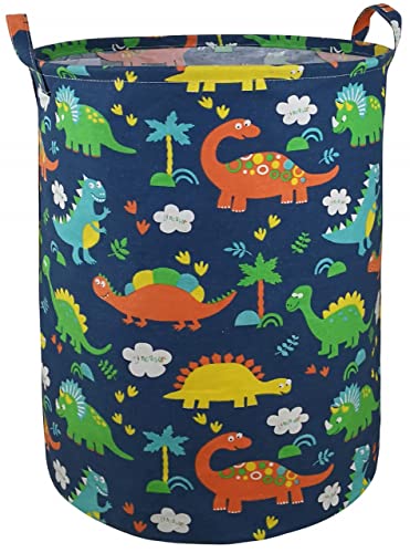 Image of ACMUUNI 19.7 Inch Dinosaur Round Kids Laundry Clothes Hamper Dino Laundry Basket with Handles,Baby Toys Storage Organizer Bins Laundry Gift Basket for Boys and Girls Room, Bedroom Decor