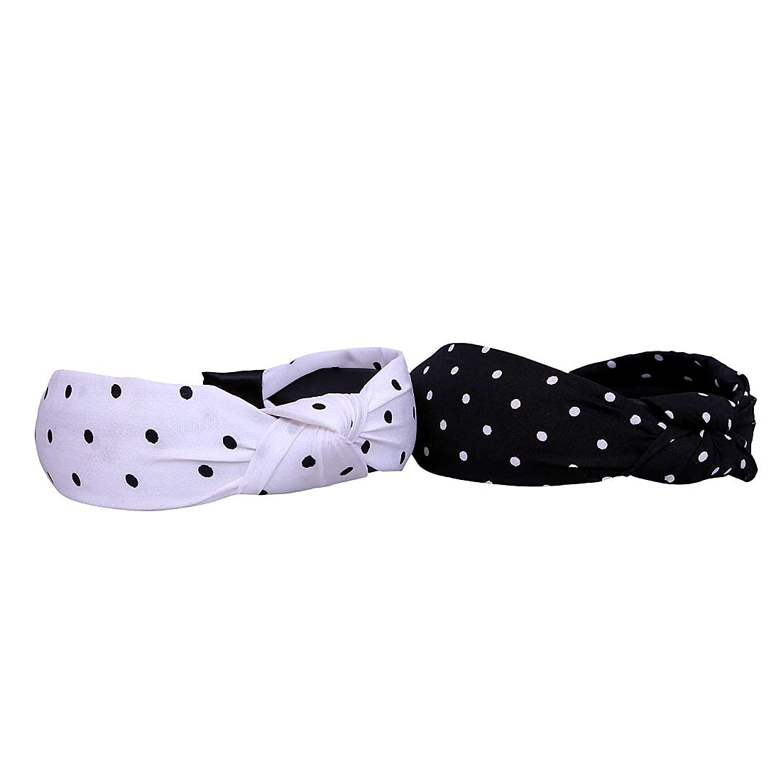 Nnr_Girls_ Turban Knotted Korean Style Hair Bands_Polka Dots Print_Set Of 2 Pcs_Black & White Polka Dots (B091MTKYCD) Amazon Price History, Amazon Price Tracker