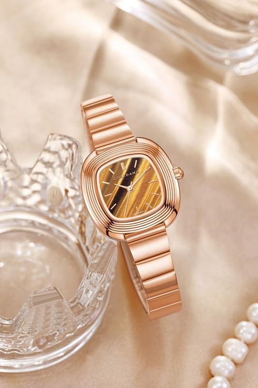 Image of Giordano Analog Quartz Watch for Women with SquareTextured Dial, Cushion Layered Bezel Design and Stainless Steel Strap