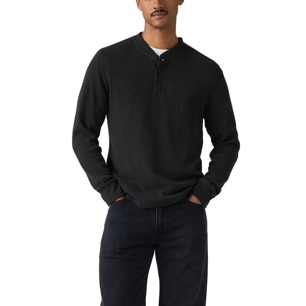Men's Long Sleeve Thermal 3 Button Henley
