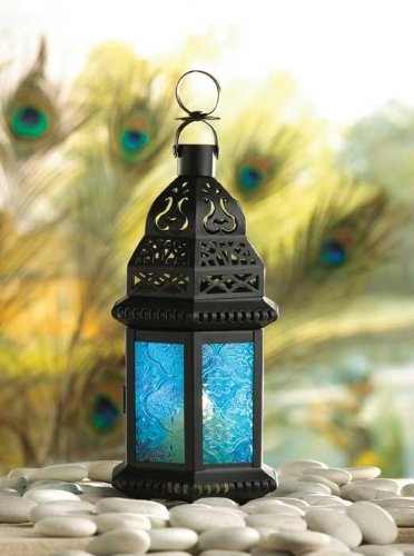 Gallery Of Light Moroccan Lantern Blue Glass Candle Holder Candleholder #TOP1