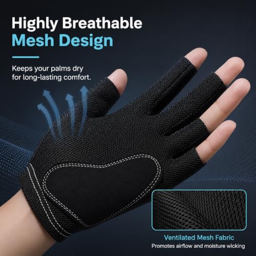 Image of PROBEROS Snooker Gloves for Men /Women, 3 Finger Billiards Glove for Left Hand, Quick Dry Billiard Pool Gloves, Breathable & Stretchable-L