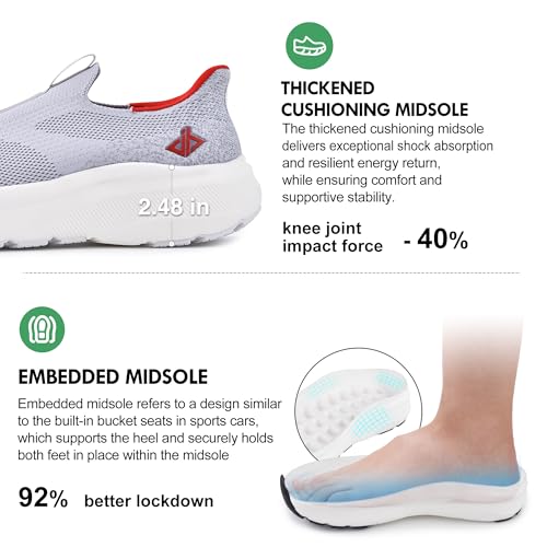 Image of Men Slip in Free up Hands Shoe Wide Toe Box Arch Support Orthopedic Walking