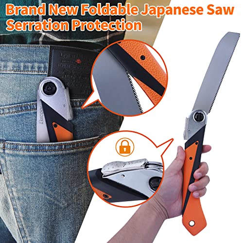 Image of RUITOOL Japanese Pull Saw - 8 inch Foldable Hand Saw with Flexible SK5 Blade, 14TPI, Folding Kataba for Woodworking